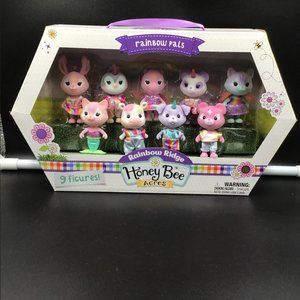 Honey Bee Acres Rainbow Ridge Rainbow Pals Flocked 9 Figure Set